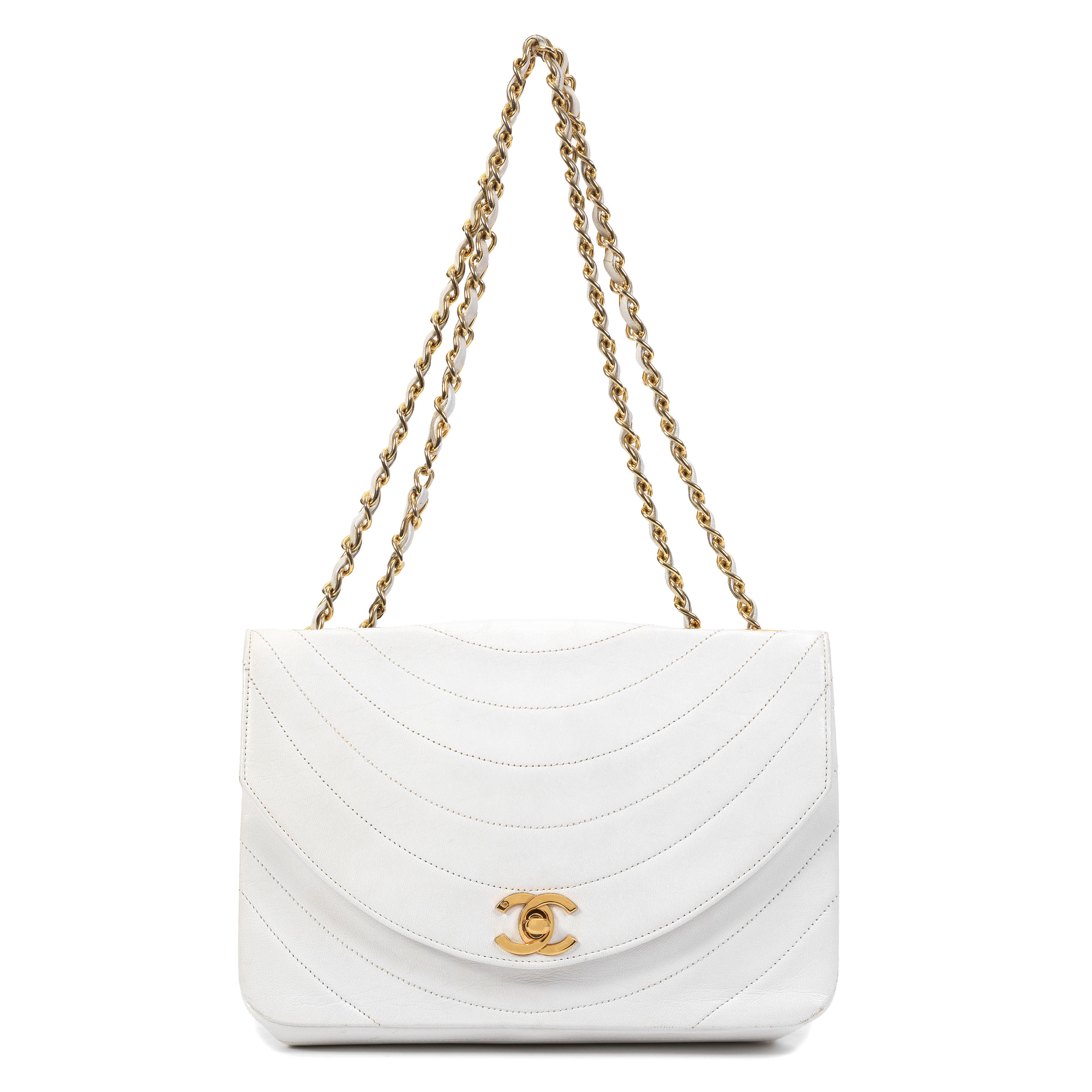 Bonhams : Karl Lagerfeld for Chanel a White Quilted Leather Curved