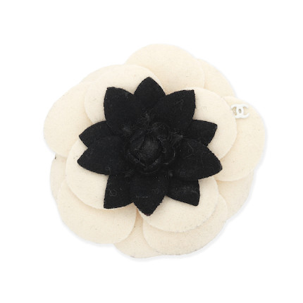 Karl Lagerfeld for Chanel a Black and White Felt Camellia Pin Brooch Autumn 2015 (includes box) image 1