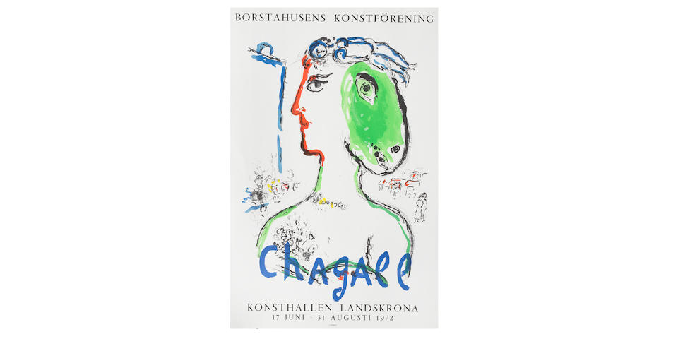 Marc Chagall (Russian/French, 1887-1985) L'Artiste Ph&#233;nix (Konsthallen Landskr&#246;na) Lithographic poster in colours, 1972, on wove paper, from the unnumbered edition of 100 with this text, printed by Mourlot Imprimeur, published by &#201;ditions Maeght, Paris, the full sheetSheet 776 x 505mm (30 1/2 x 19 7/8in)