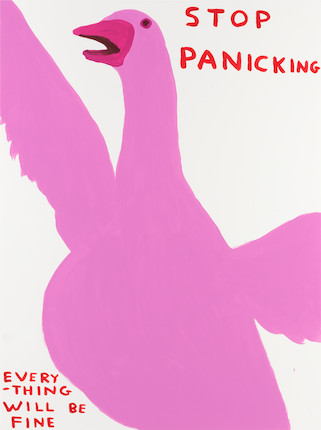David Shrigley (British, born 1968) Stop Panicking Screenprint in colours, 2021, on Somerset wove paper, signed with the initials, dated and inscribed 'AP 10/12' in pencil verso, one of 12 artist's proofs aside from the numbered edition of 125, published by Jealous Gallery & Print Studio, London, the full sheetSheet 753 x 558mm (29 5/8 x 22in) image 1