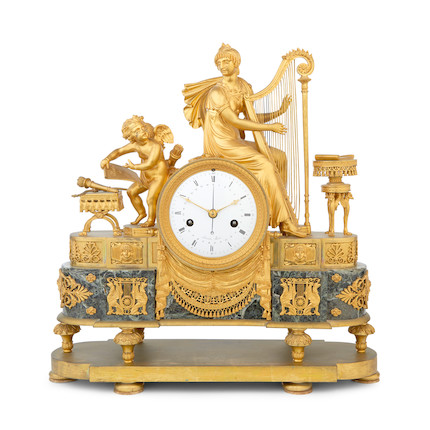 A fine and impressive early 19th century French ormolu and marble mantel clock Laurent, Paris image 1