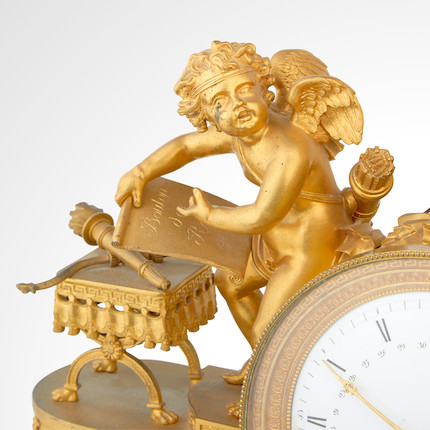 A fine and impressive early 19th century French ormolu and marble mantel clock Laurent, Paris image 5