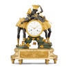 Thumbnail of A fine early 19th century French gilt and patinated bronze mantel clock depicting a pair of lovers De Verberie & Company, Paris image 1