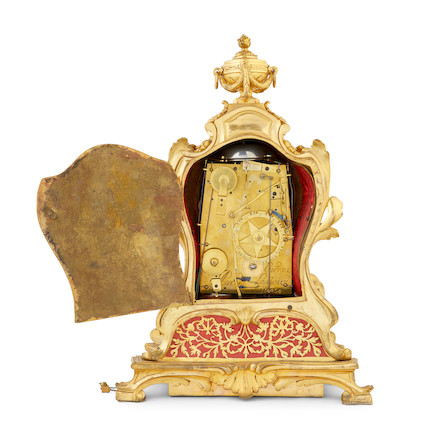 A very rare mid-18th century French ormolu grande sonnerie striking mantel clock of two-week duration, with alarm and repeat Etienne Lenoir, a Paris.  The case attributed to Robert Osmond. image 2