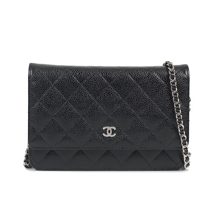 Bonhams : Karl Lagerfeld for Chanel a Black Caviar Leather Wallet