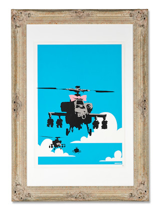 Banksy (British, born 1974) Happy Chopper Screenprint in colours, 2003, on wove paper, numbered 182/750 in pencil, published by Pictures on Walls, London, the full sheet, framedImage 671 x 472mm (26 1/2 x 18 1/2in)Sheet 697 x 500mm (27 1/2 x 19 5/8in) image 2