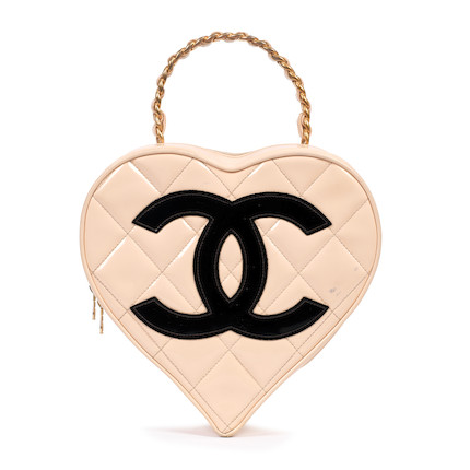 Bonhams : Karl Lagerfeld for Chanel a Beige Patent Leather Heart Vanity Bag  Spring 1995 (includes serial sticker, authenticity card and box)