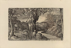Thumbnail of Edward Calvert (British, 1799-1883) The Bride, from A Memoir of Edward Calvert Artist by his Third Son Copper engraving in sepia ink, 1828, on cream wove paper, the third and final state, from the edition of 350, with margins, framedPlate 114 x 165mm (4 1/2 x 6 1/2in)Sheet 206 x 268mm (8 1/8 x 10 5/8in) image 1