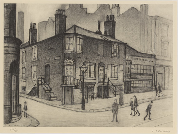 Laurence Stephen Lowry R.A. (British, 1887-1976) Great Ancoats Street Offset lithograph, 1930, on laid paper, signed and numbered 692/850 in pencil, published by Harold Riley, Salford, with their blindstamp, with margins, framedImage 265 x 366mm (10 3/8 x 14 3/8in)Sheet 360 x 481mm (14 1/4 x 19in) image 1