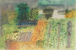 Thumbnail of John Piper C.H. (British, 1903-1992) Locmariaquer, Brittany Etching and aquatint in colours, 1990, on Arches wove paper, signed and numbered 47/70 in pencil (there were also 15 artist's proofs), printed by Kelpra Studio, with their blindstamp, published by Marlborough Fine Art, London, with full margins, framedPlate 407 x 615mm (16 x 24 1/4in)Sheet 575 x 770mm (22 5/8 x 30 3/8in) image 1