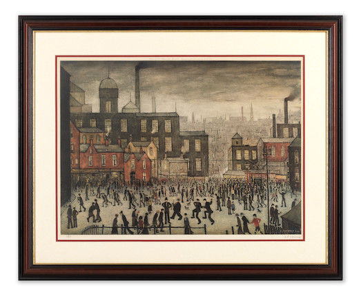 Laurence Stephen Lowry R.A. (British, 1887-1976) Our Town Offset lithograph in colours, on wove paper, signed and numbered 347/850 in pencil, published by Grove Galleries Ltd., Manchester, with margins, framedImage 425 x 614mm (16 3/4 x 24 1/8in)Sheet 575 x 755mm (22 5/8 x 29 3/4in) image 2