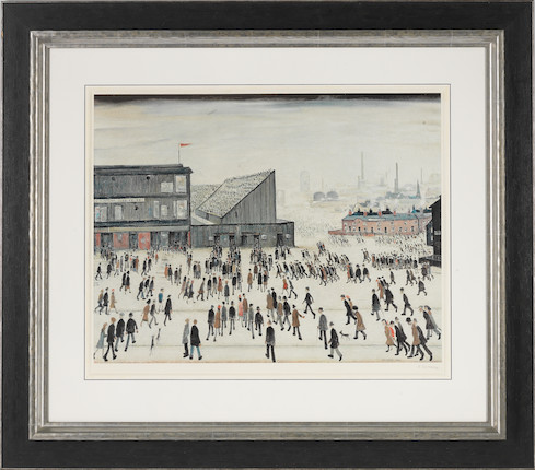 Laurence Stephen Lowry R.A. (British, 1887-1976) Going to the Match Offset lithograph in colours, 1972, on wove paper, signed in pencil, from the edition of 300, printed by Max Jaffe, Vienna, published by the Medici Society, London, with the Fine Art Trade Guild blindstamp, with full margins, framedImage 531 x 686mm (20 7/8 x 27in)Sheet 643 x 785mm (25 1/4 x 30 7/8in) image 2