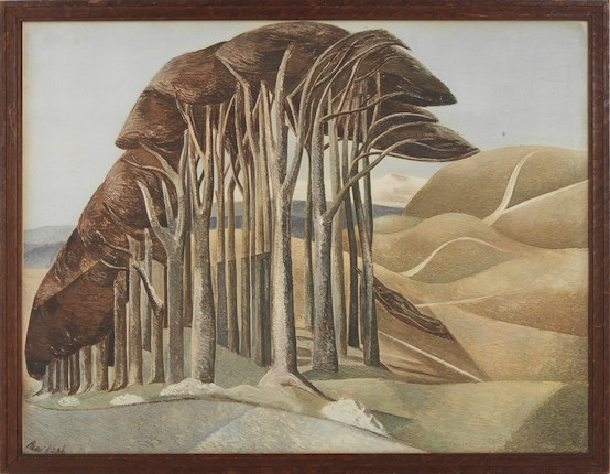 After Paul Nash (British, 1889-1946) Wood on the Downs Offset lithograph in colours, on wove paper, published by the Fine Art Trade Guild, with narrow margins, framedSheet 415 x 535mm (16 3/8 x 21in) image 3