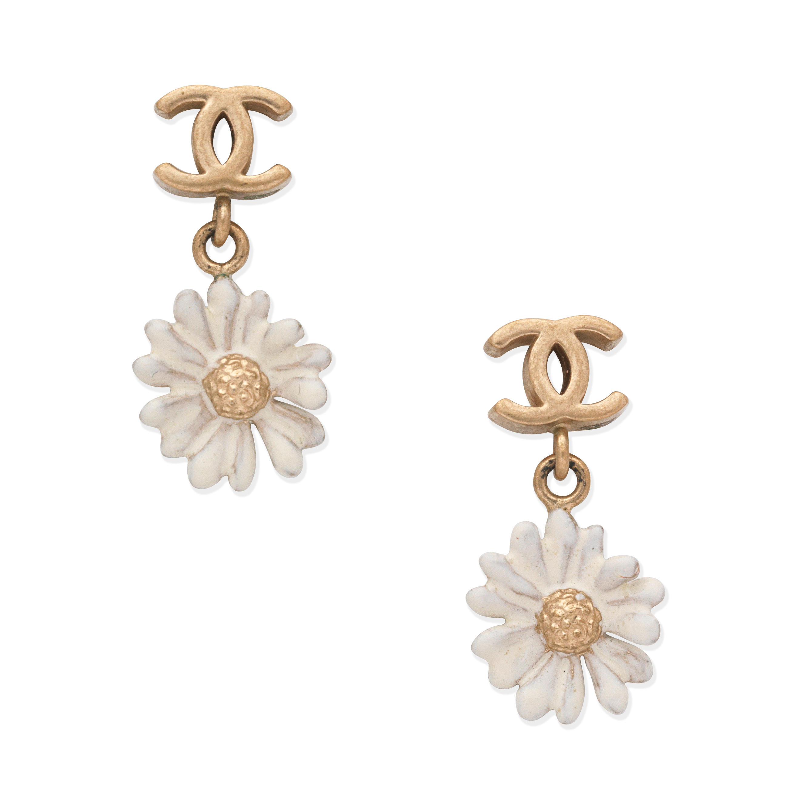 Bonhams : Karl Lagerfeld for Chanel a Pair of Daisy and CC Drop Earrings  Spring 2010