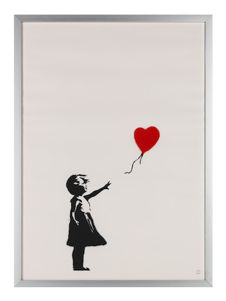 Banksy (British, born 1974) Girl with Balloon  Screenprint in colours, 2004, on wove paper, numbered 233/600 in pencil, published by Pictures on Walls, London, with their blindstamp, the full sheet, framedSheet 700 x 499mm (27 5/8 x 19 5/8in) image 2
