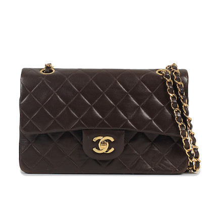 Bonhams : Karl Lagerfeld for Chanel a Chocolate Brown Lambskin Small Classic  Double Flap Bag 1991-94 (includes serial sticker, authenticity card and dust  bag)