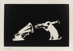 Thumbnail of Banksy (British, born 1974) HMV Screenprint, 2003, on wove paper, numbered 427/600 in pencil, published by Pictures on Walls, London, with their blindstamp, with full margins, framedSheet 351 x 499mm (13 7/8 x 19 5/8in) image 1