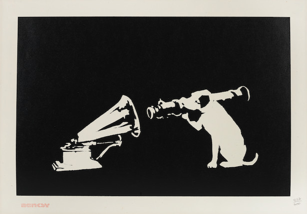 Banksy (British, born 1974) HMV Screenprint, 2003, on wove paper, numbered 427/600 in pencil, published by Pictures on Walls, London, with their blindstamp, with full margins, framedSheet 351 x 499mm (13 7/8 x 19 5/8in) image 1