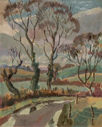 Basil Blackshaw (Irish, 1932-2016) Landscape with trees 51.5 x 41 cm. (20 1/4 x 16 in.) image 1