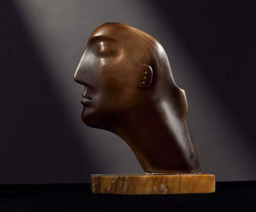 Henry Moore O.M., C.H. (British, 1898-1986) Head 17.7 cm. (7 in.) high (including the marble base) Carved in 1930 (Unique) image 2