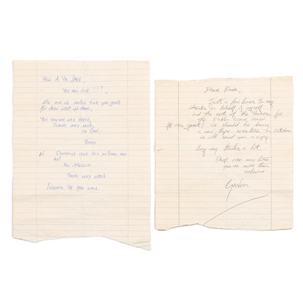 U2/Virgin Prunes Two Letters From Bono And Gavin Friday To A Music Journalist, Circa 1979 image 1