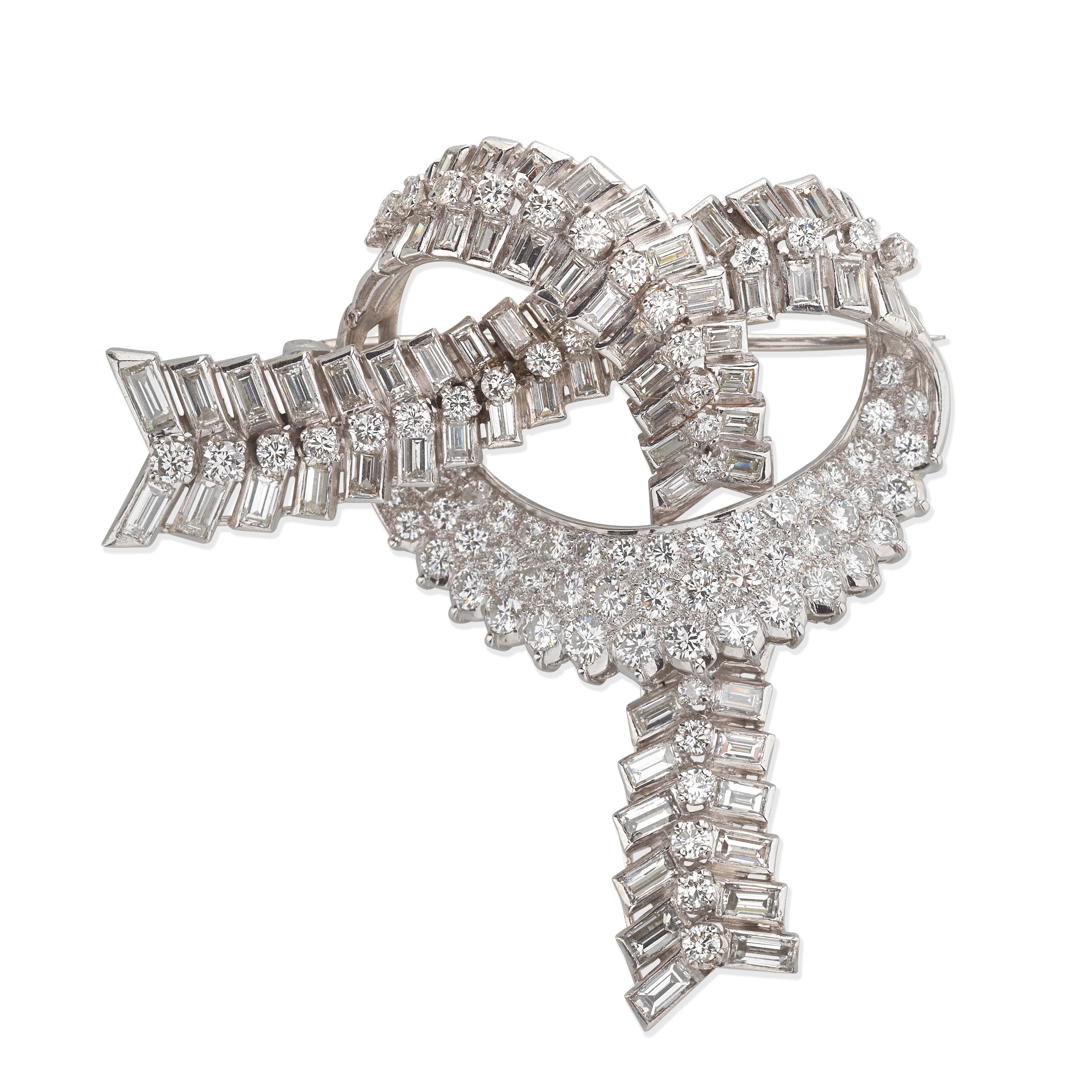 DIAMOND SCROLL BROOCH