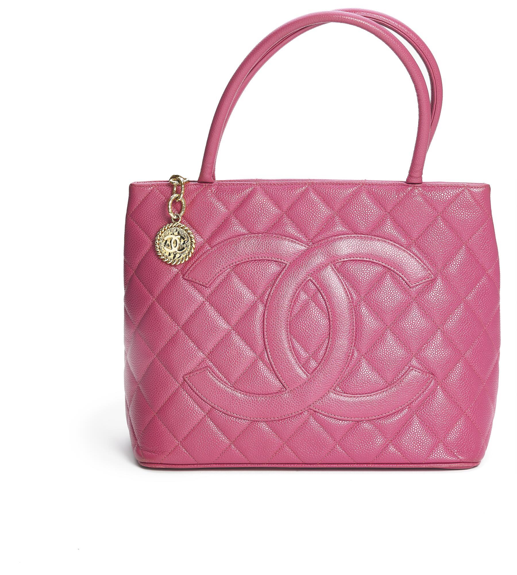 Bonhams : Chanel A Medallion bag of purple Caviar leather with