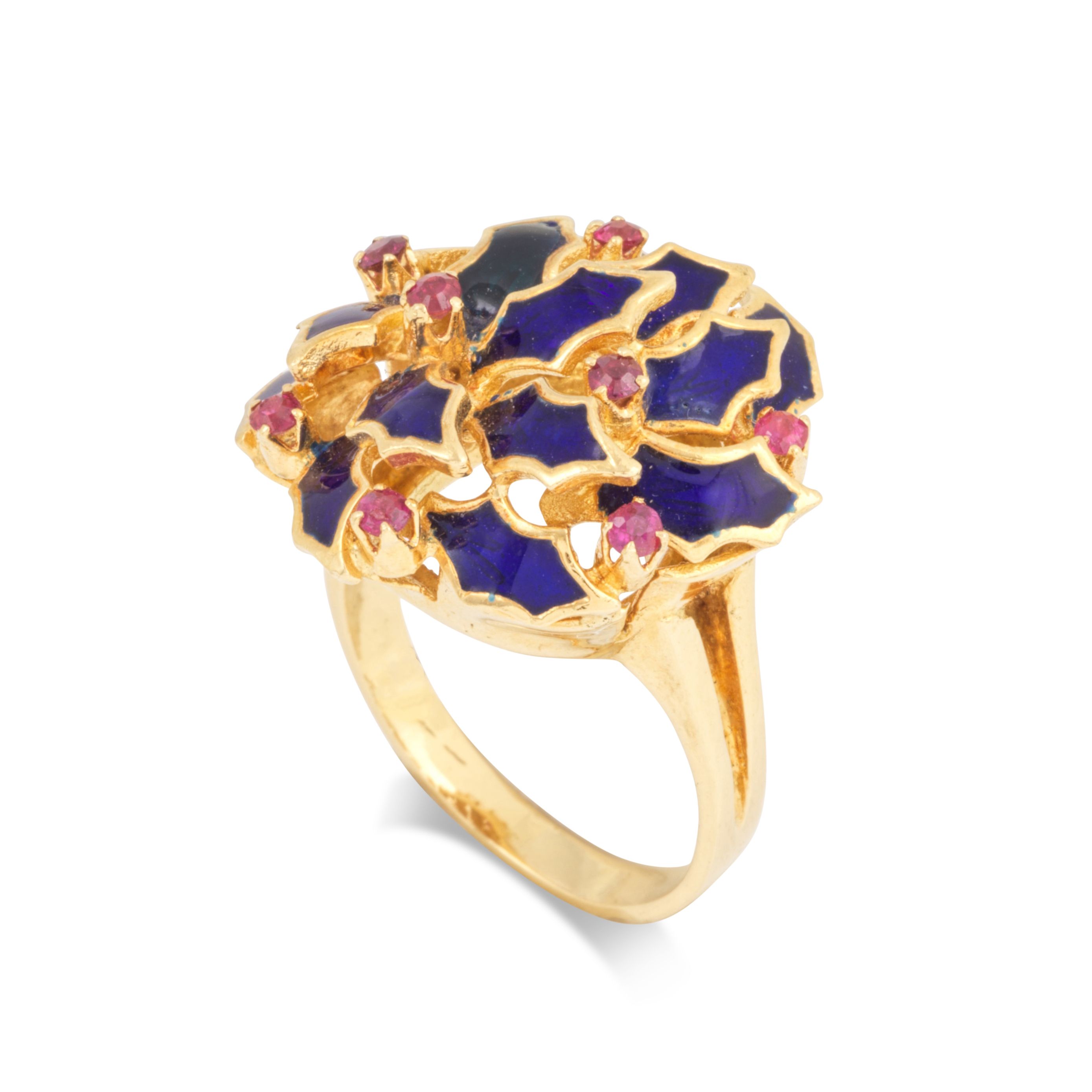 ENAMEL AND RUBY RING BAGUE EMAIL ET RUBIS