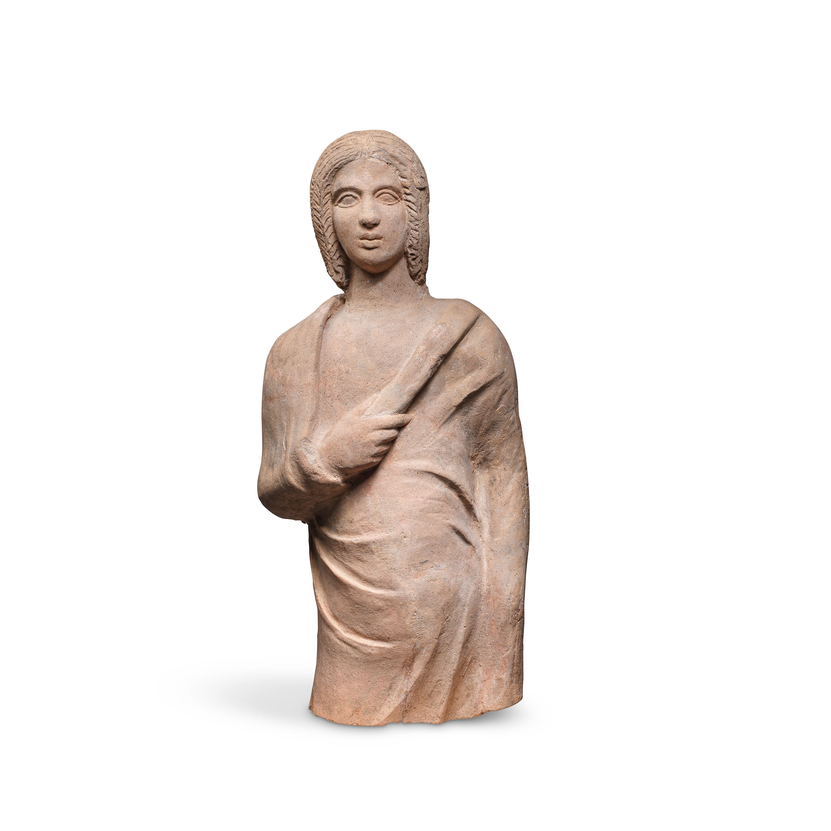 A large Etruscan terracotta votive bust of a woman