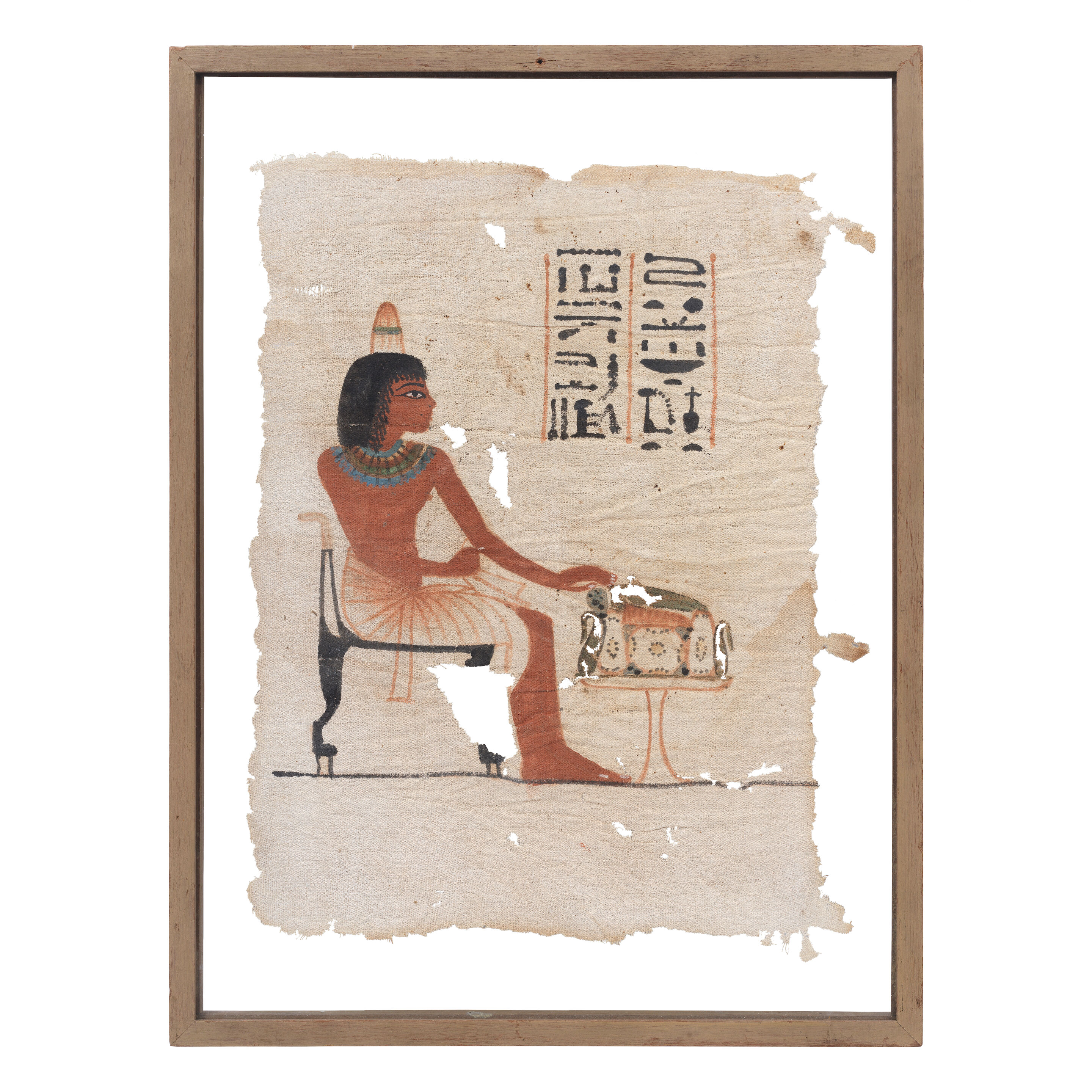An Egyptian painted funerary linen square for Ta-Nedjem