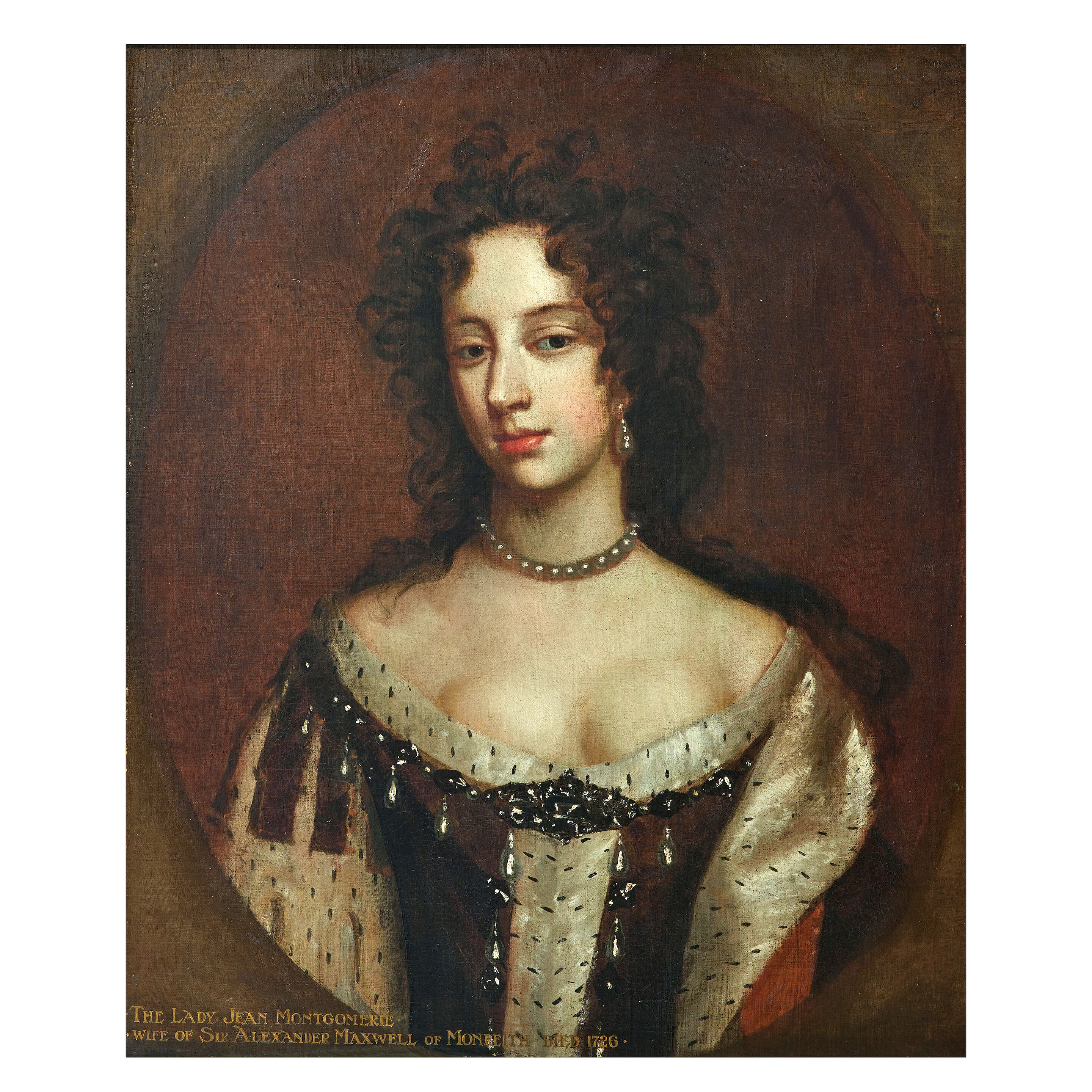 Follower of Willem Wissing (Amsterdam 1656-1687 Burghley) Portrait of Queen Mary of Modena, bust length, in a green and white dress, within a painted oval