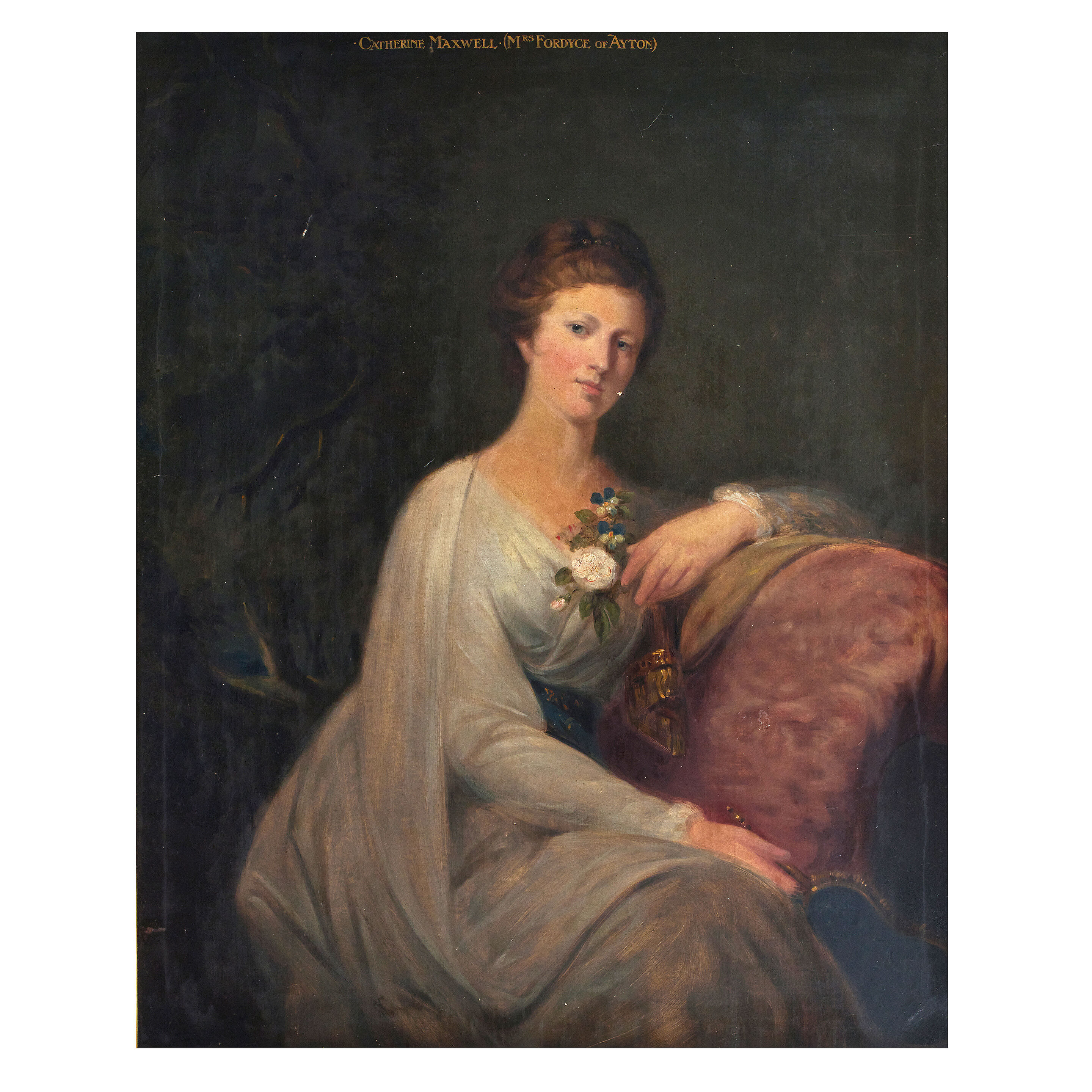 After George Willison mid-19th Century Portrait of Catherine Maxwell, later Mrs Fordyce of Ayton, three-quarter length seated, in a white dress