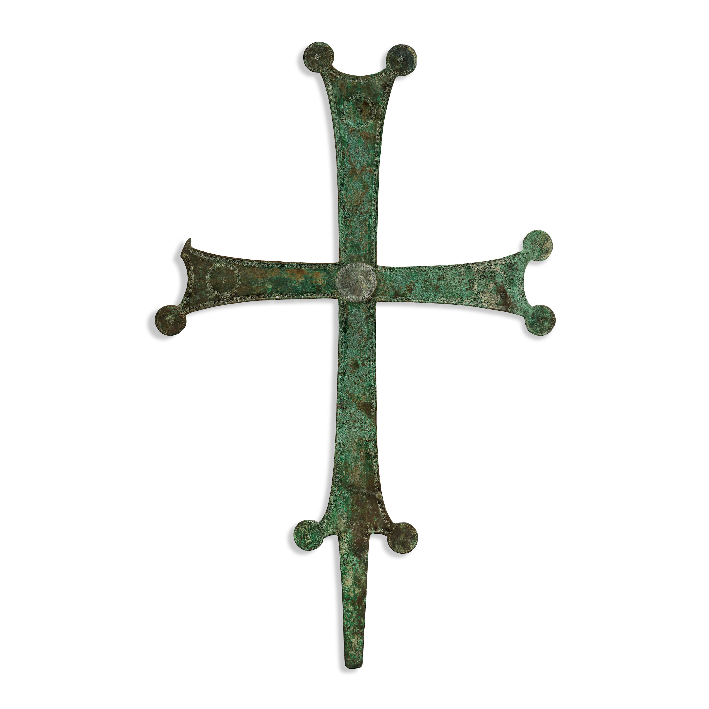 A large Byzantine bronze processional cross