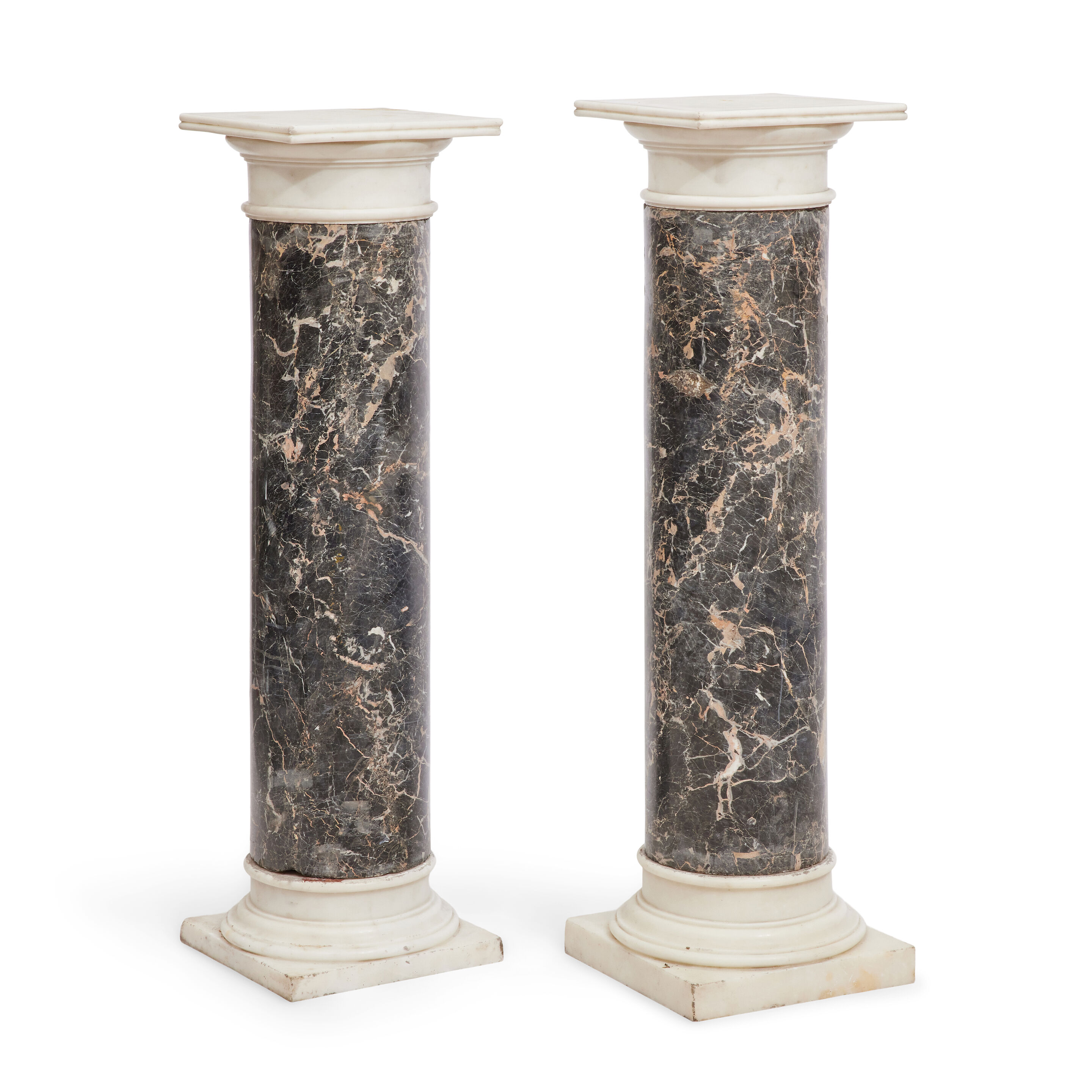 A pair of Portoro marble columns Italian, second quarter 19th century