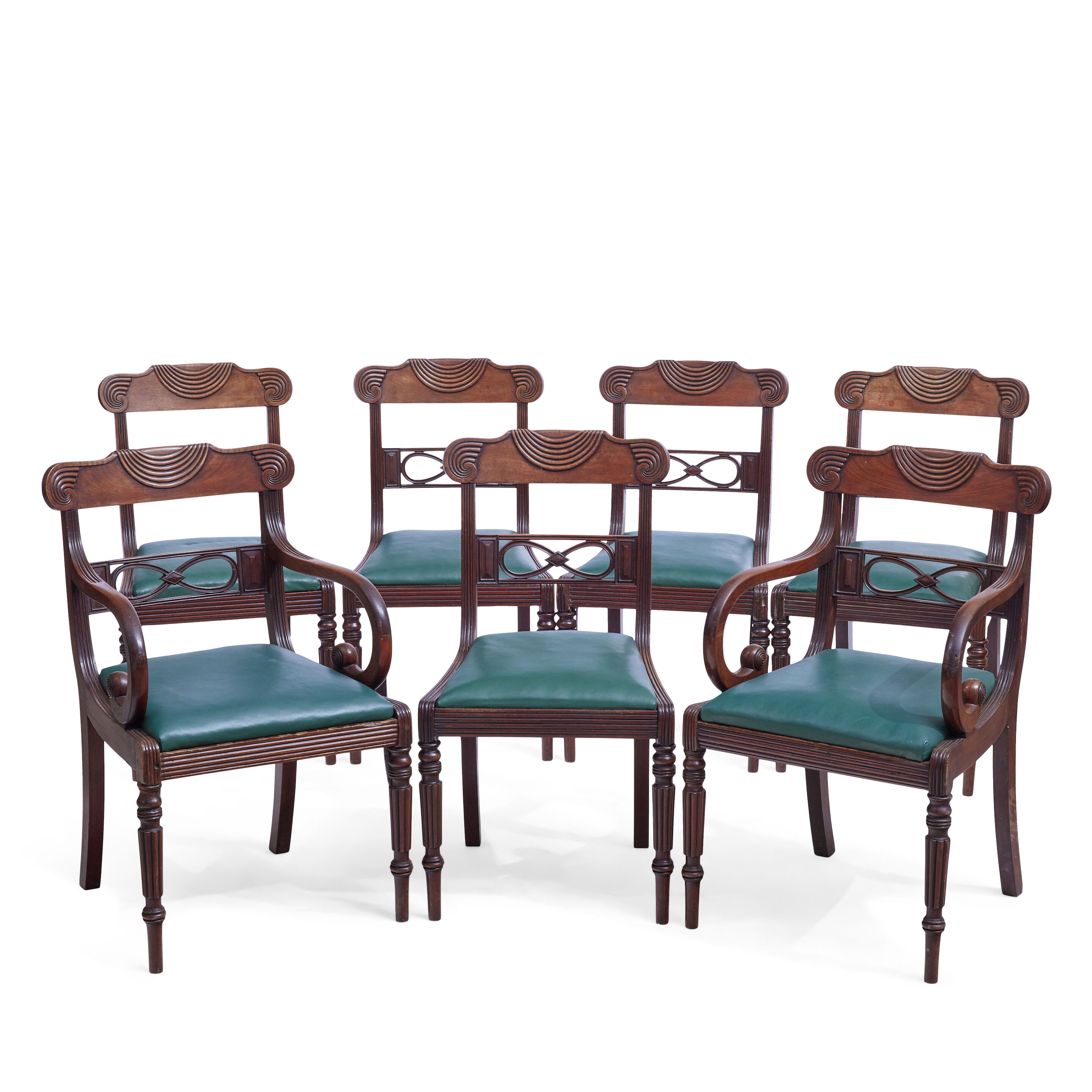 A set of seven Regency mahogany dining chairs Early 19th century