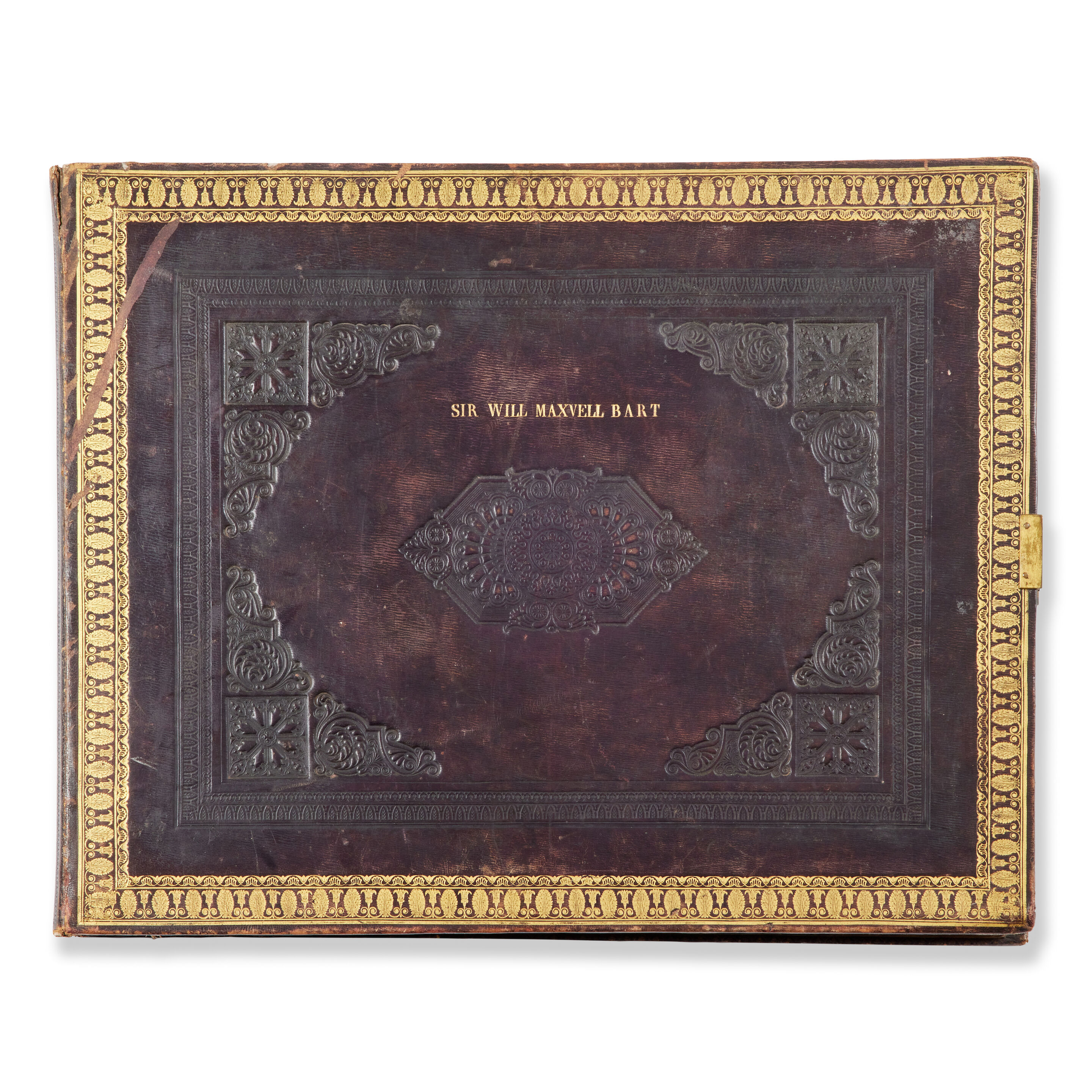 A gilt embossed folio scrap album, 40 x 52cm overall