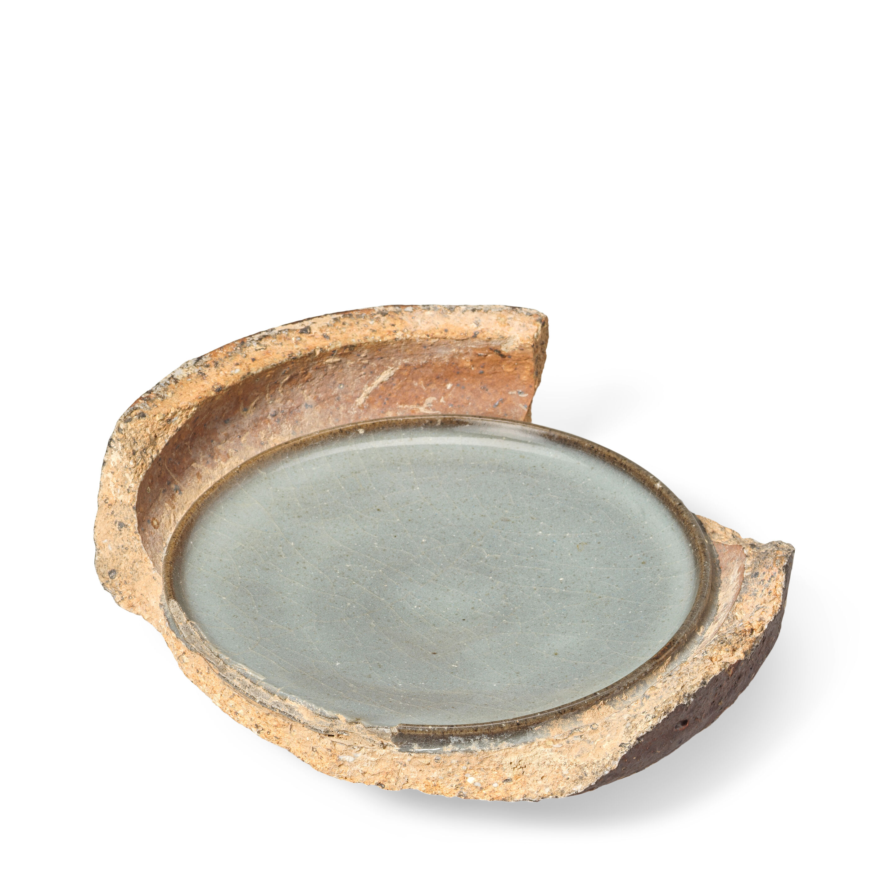 A SAGGAR CONTAINING A JUN DISH Yuan Dynasty