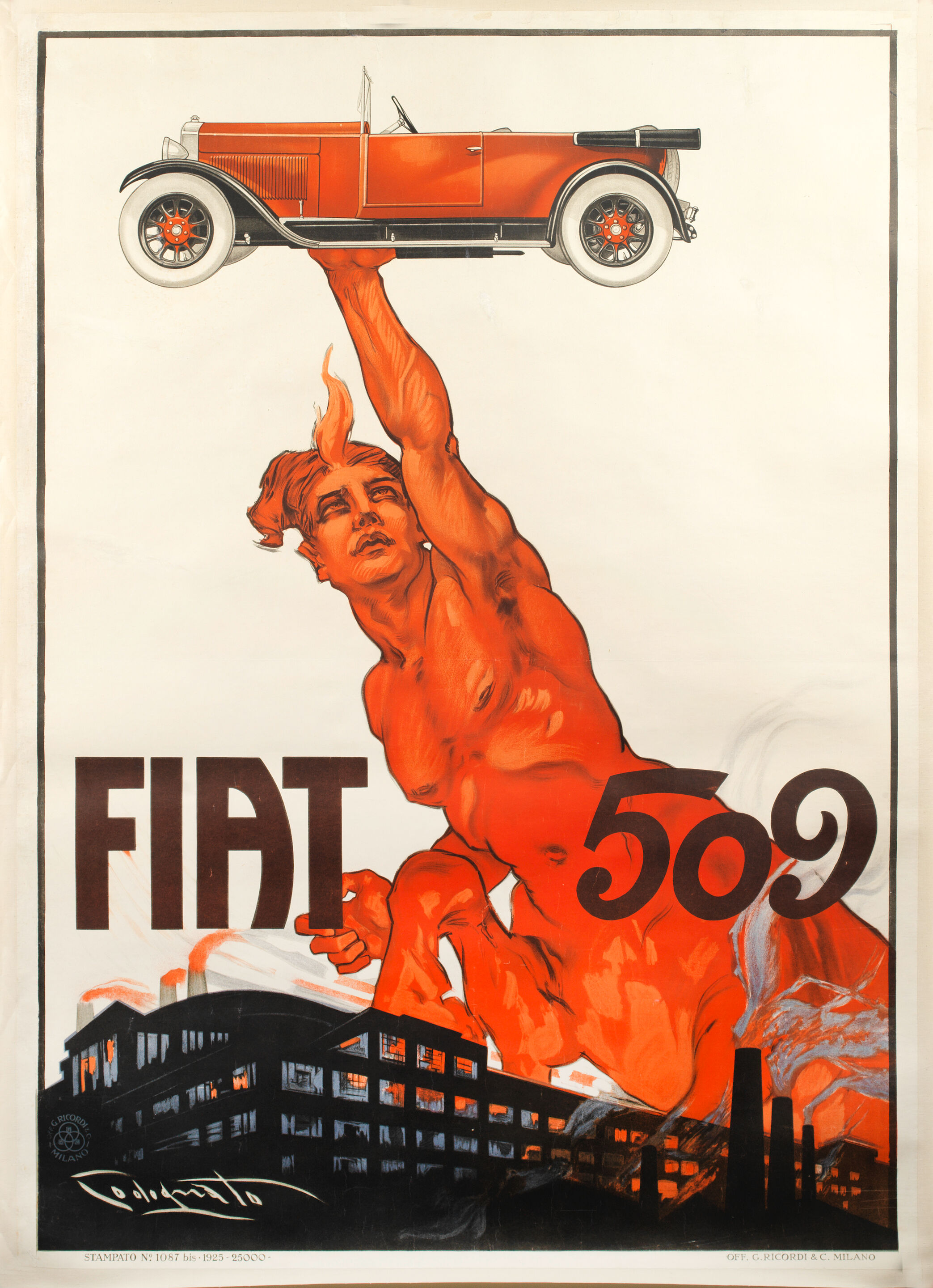 The Robert Lusk Collection Part IV. A FIAT 509 advertising poster after Plinio Codognato, , Italian, 1925,