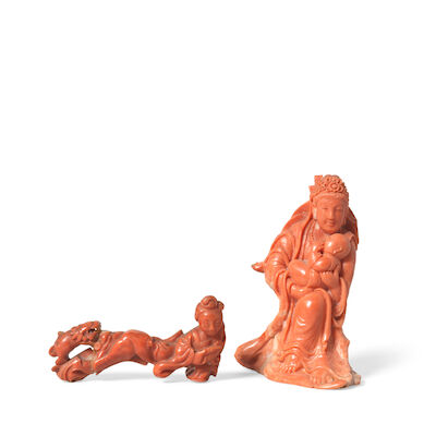 TWO CORAL CARVINGS 19th century (2)