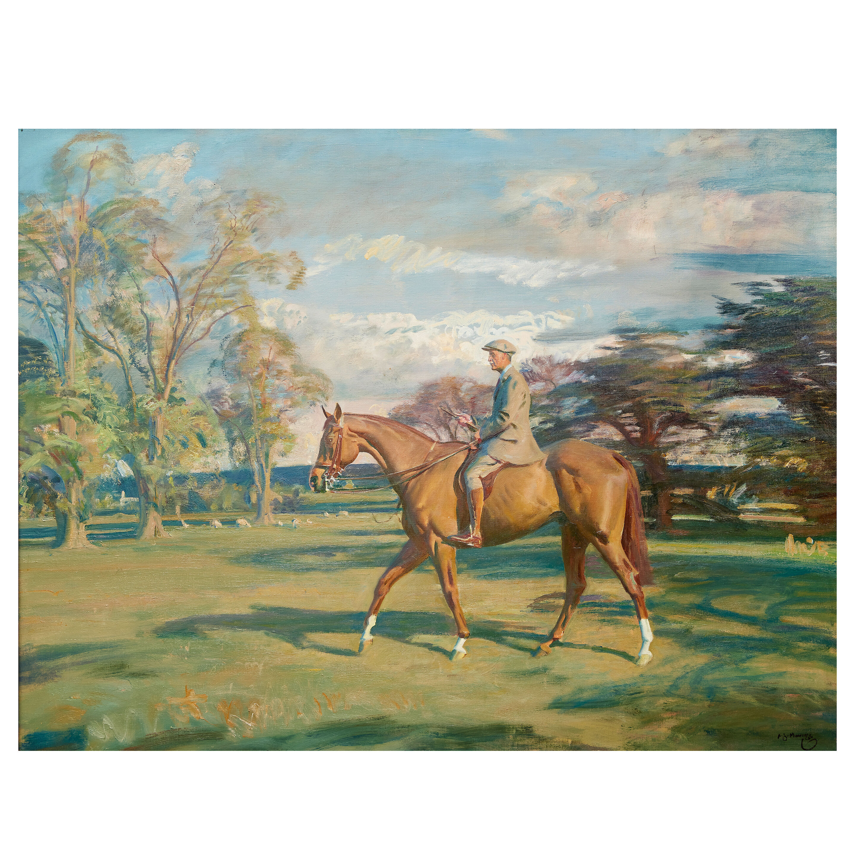 Sir Alfred James Munnings, PRA, RWS, Portrait of Waldorf Astor, 2nd Viscount Astor on Bill's Simondale II