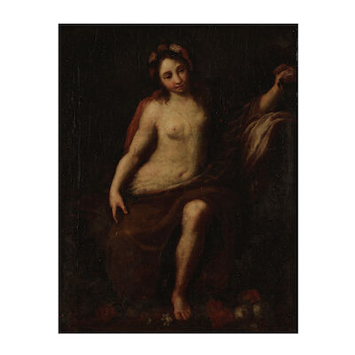 Ecole bolonaise, Entourage de Cagnacci, Flore, huile sur toile, 60x47cm