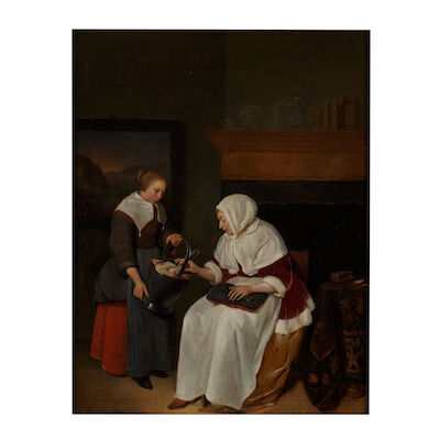 Quiringh Gerritsz van Brekelenkam (Zwammerdam 1622-1668 Leyde) Dame avec sa femme de chambre