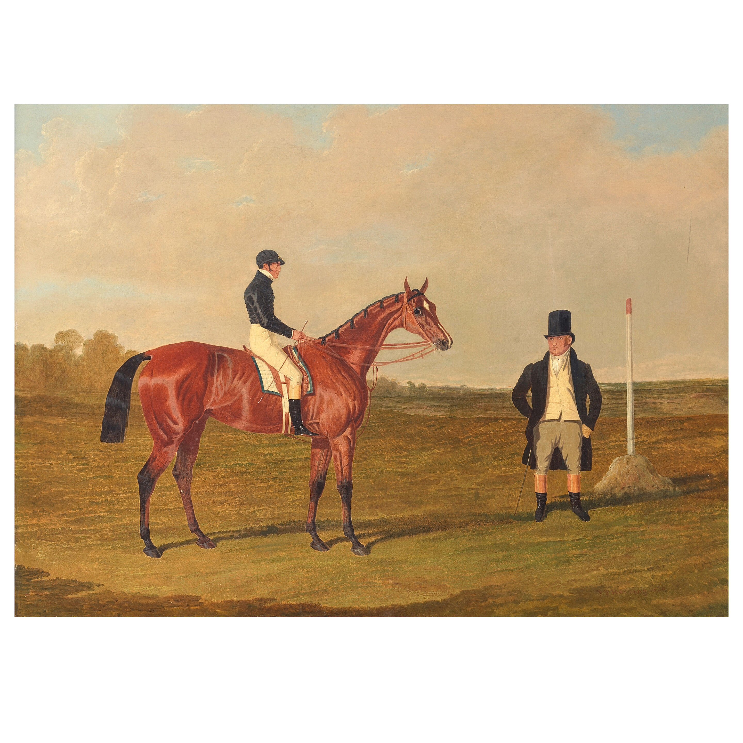 John Frederick Herring, Snr., Cyprian, a bay racehorse with William Scott up and the owner Mr John Scott nearby