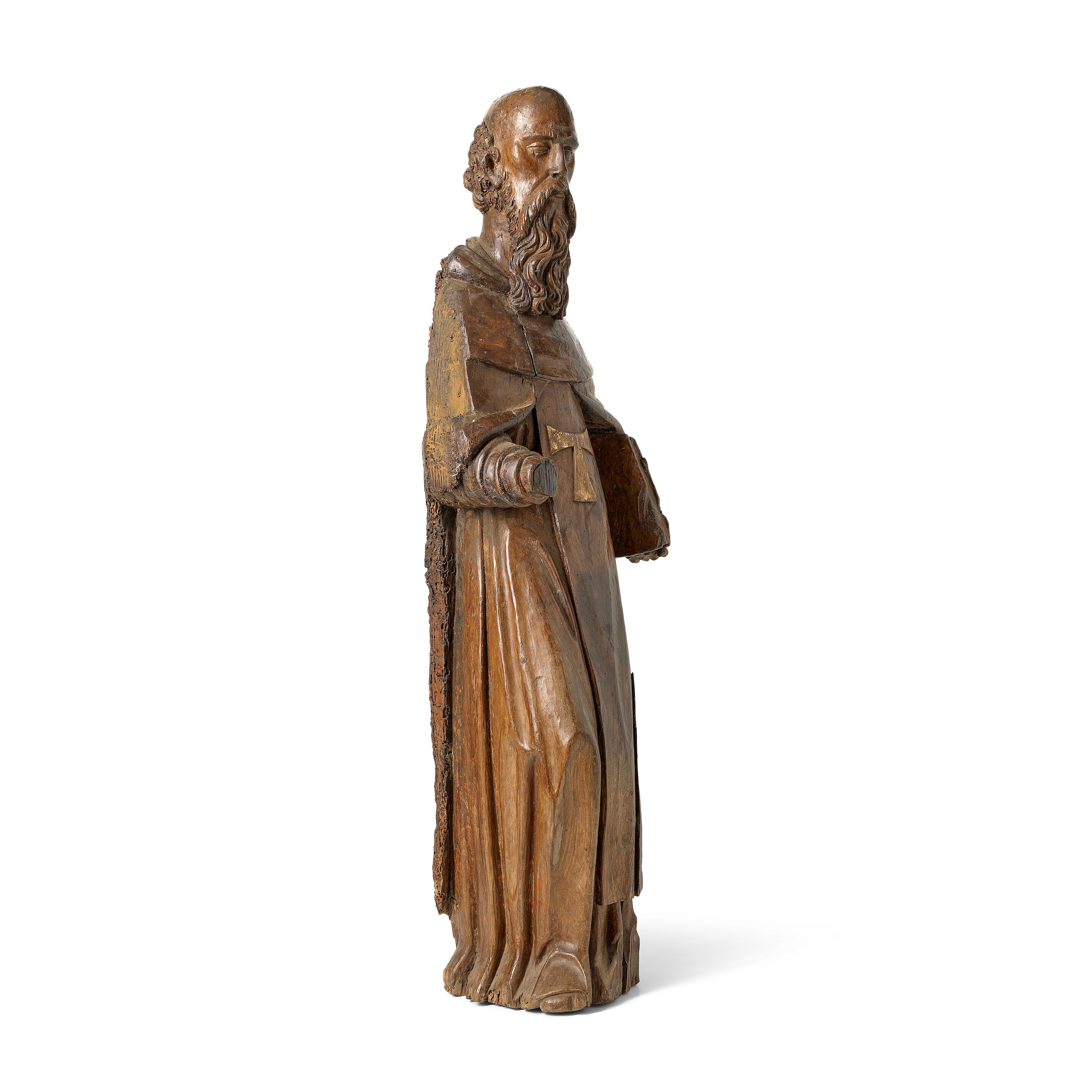 A late 16th century French carved oak figure of Anthony of Egypt