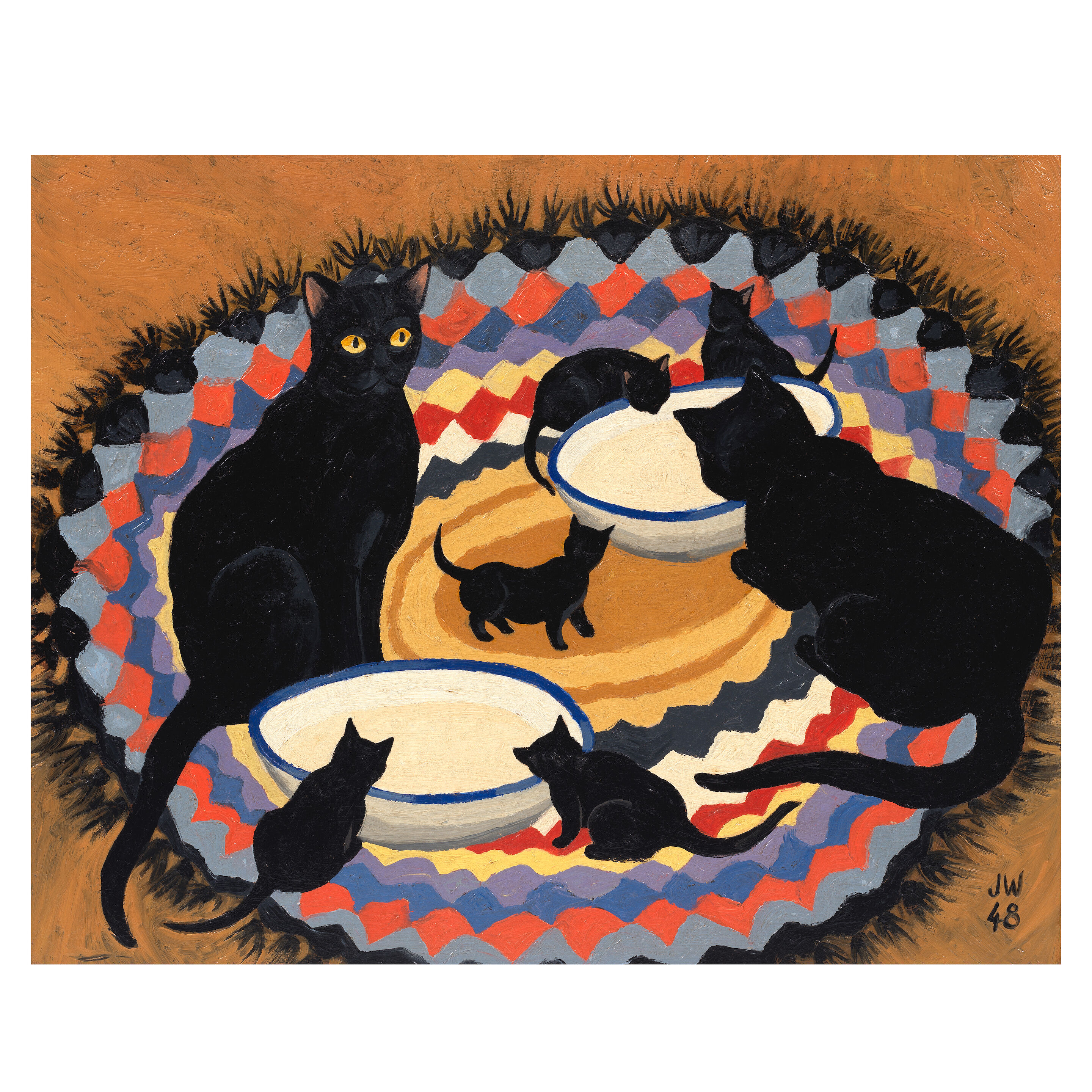 Cats and kittens 32.4 x 40.3 cm. (12 3/4 x 15 7/8 in.)