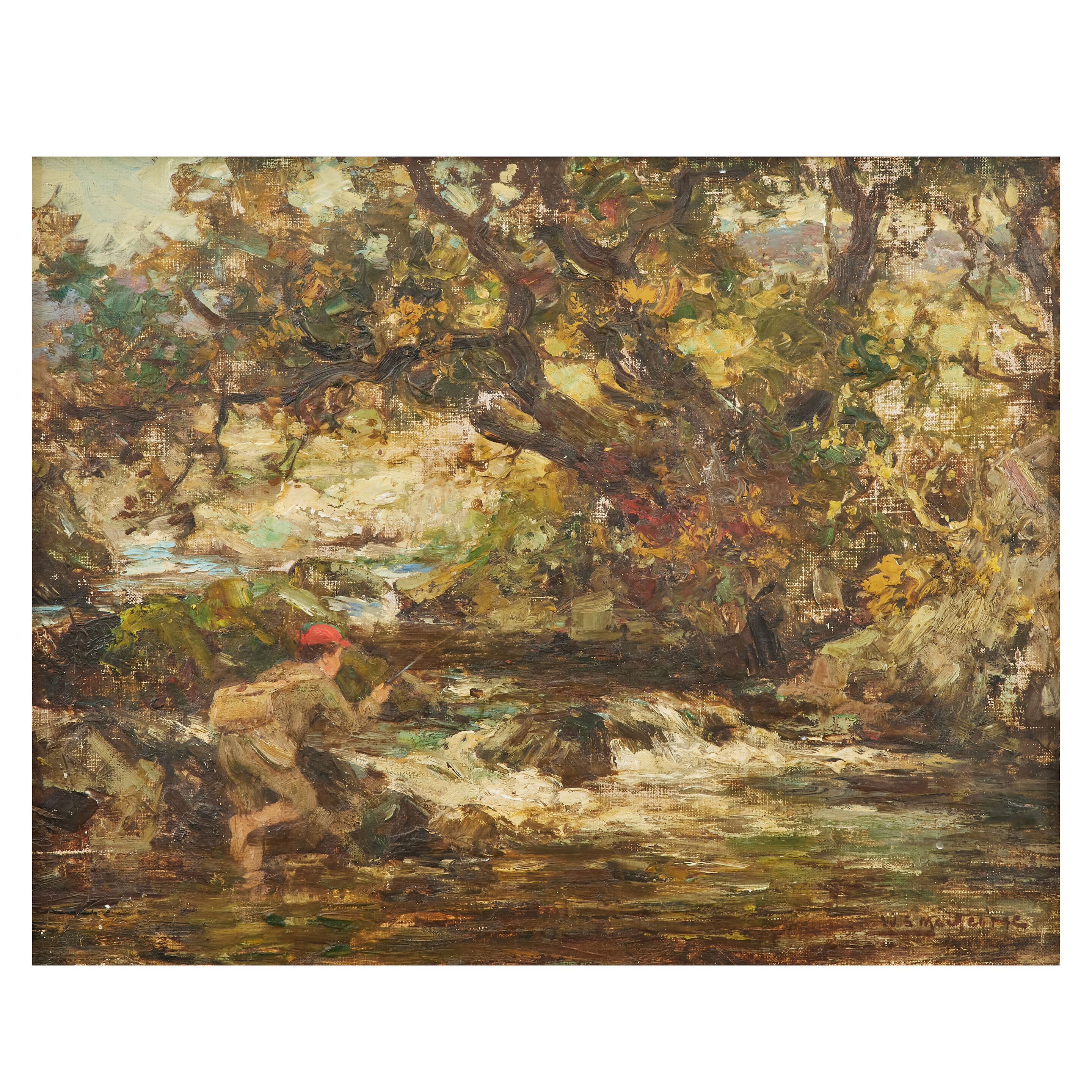 Boy fishing in the burn