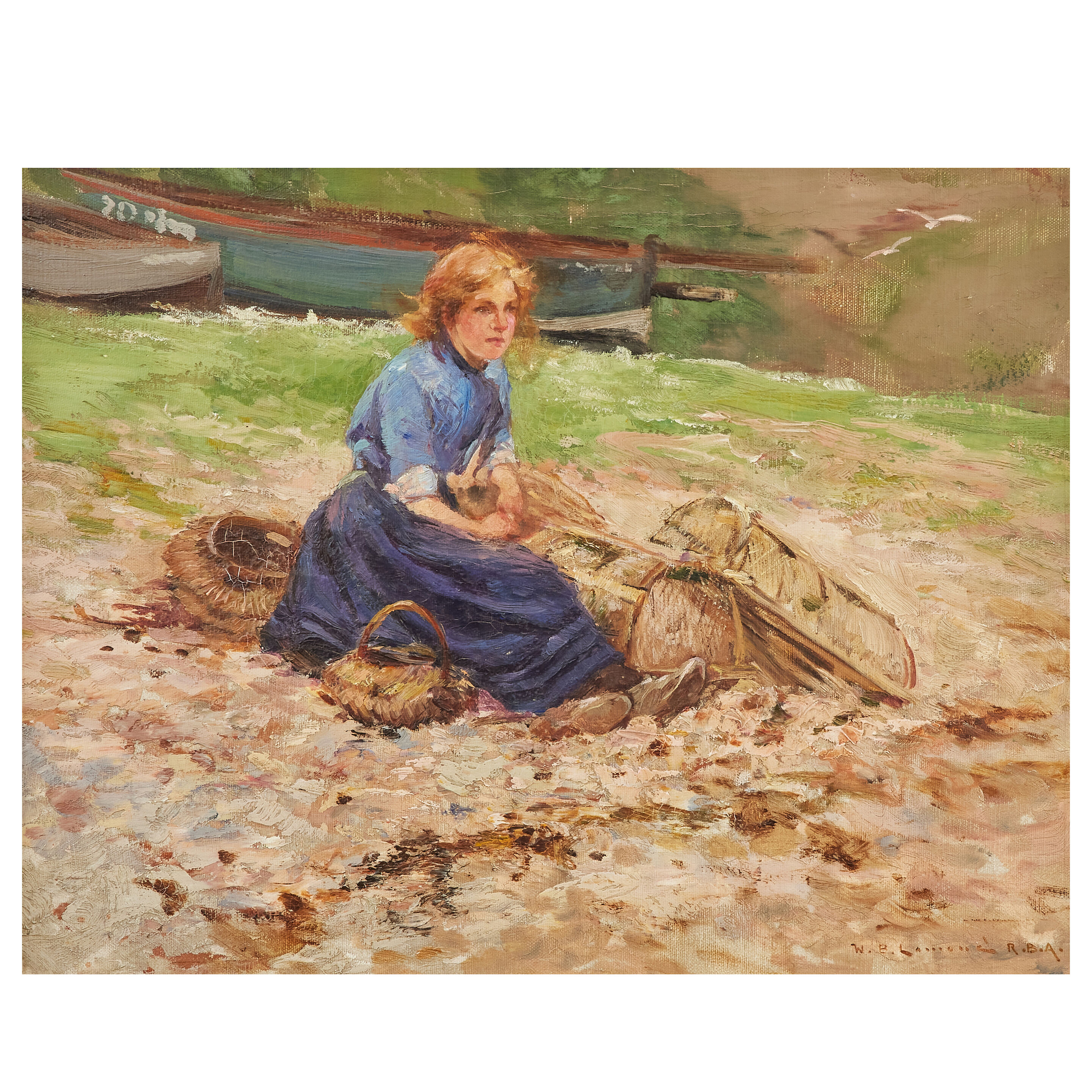 Fisher girl on the shore