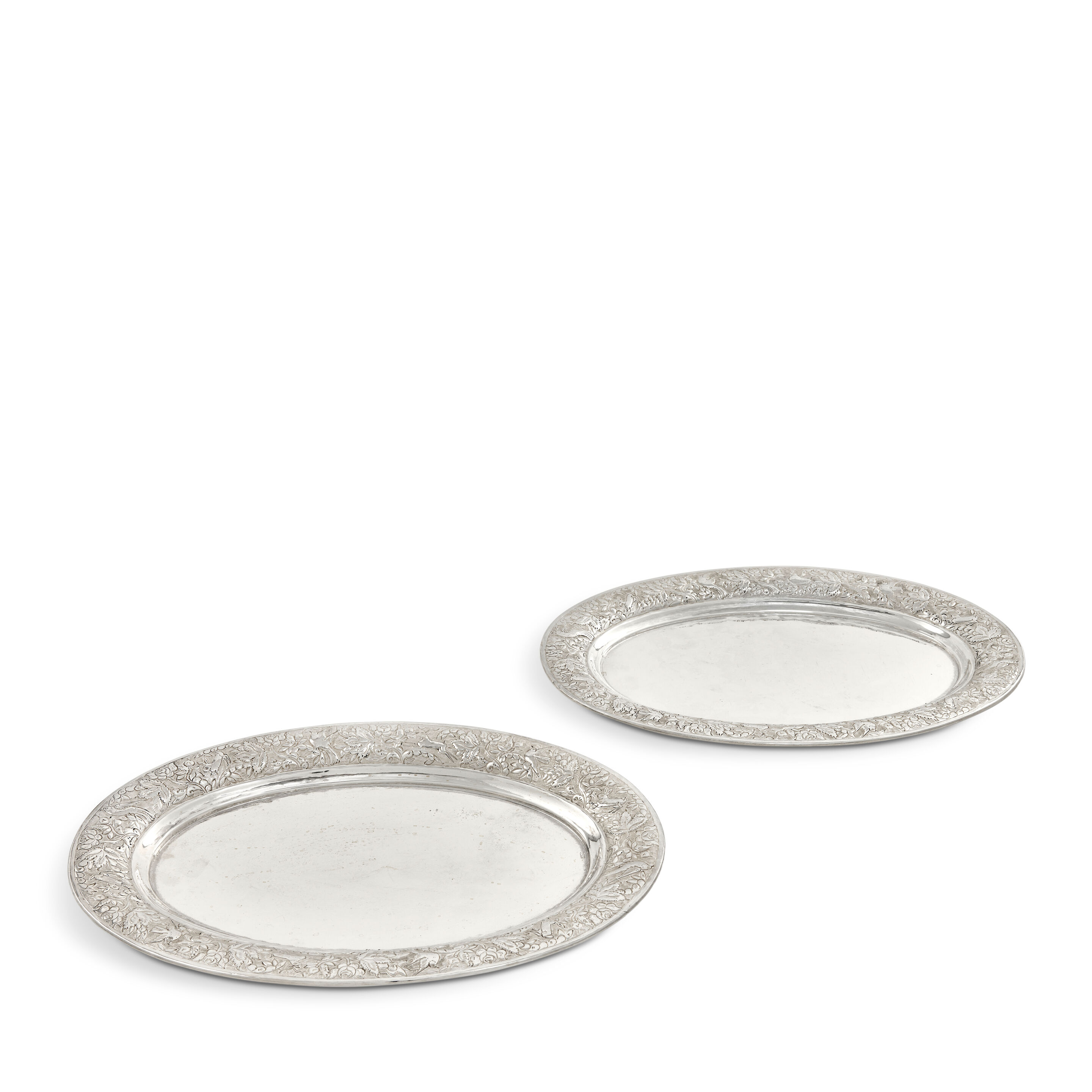A pair of metalware trays only stamped 925S (2)