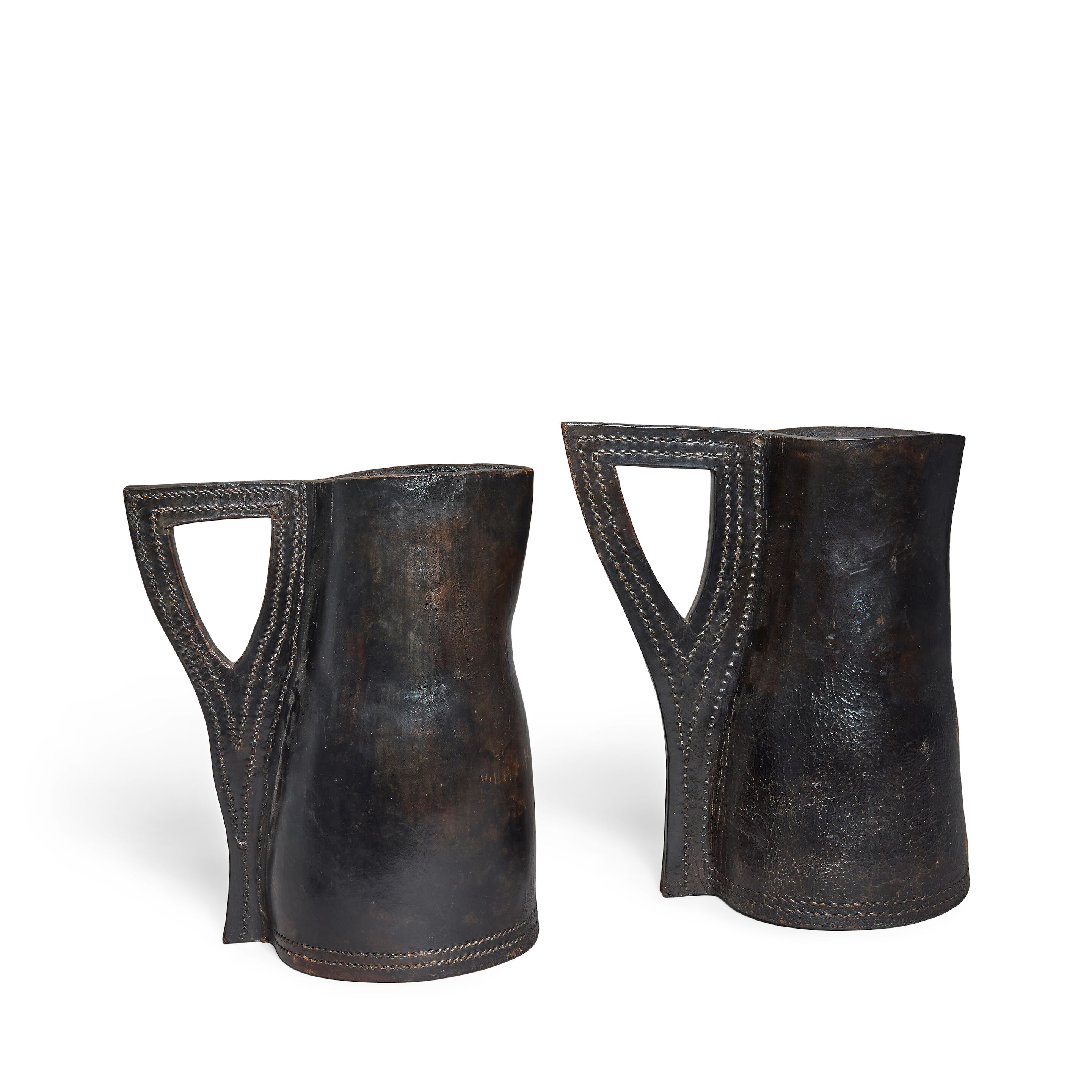 A near pair of large leather bombards 18th century, English