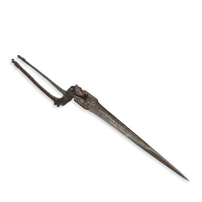 A steel makara head bayonet (sangin) Deccan, 17th Century